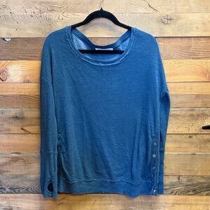 Blue Women's Sweatshirt with Button Details